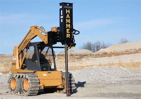 skid steer post driver hammer|post driver attachments.